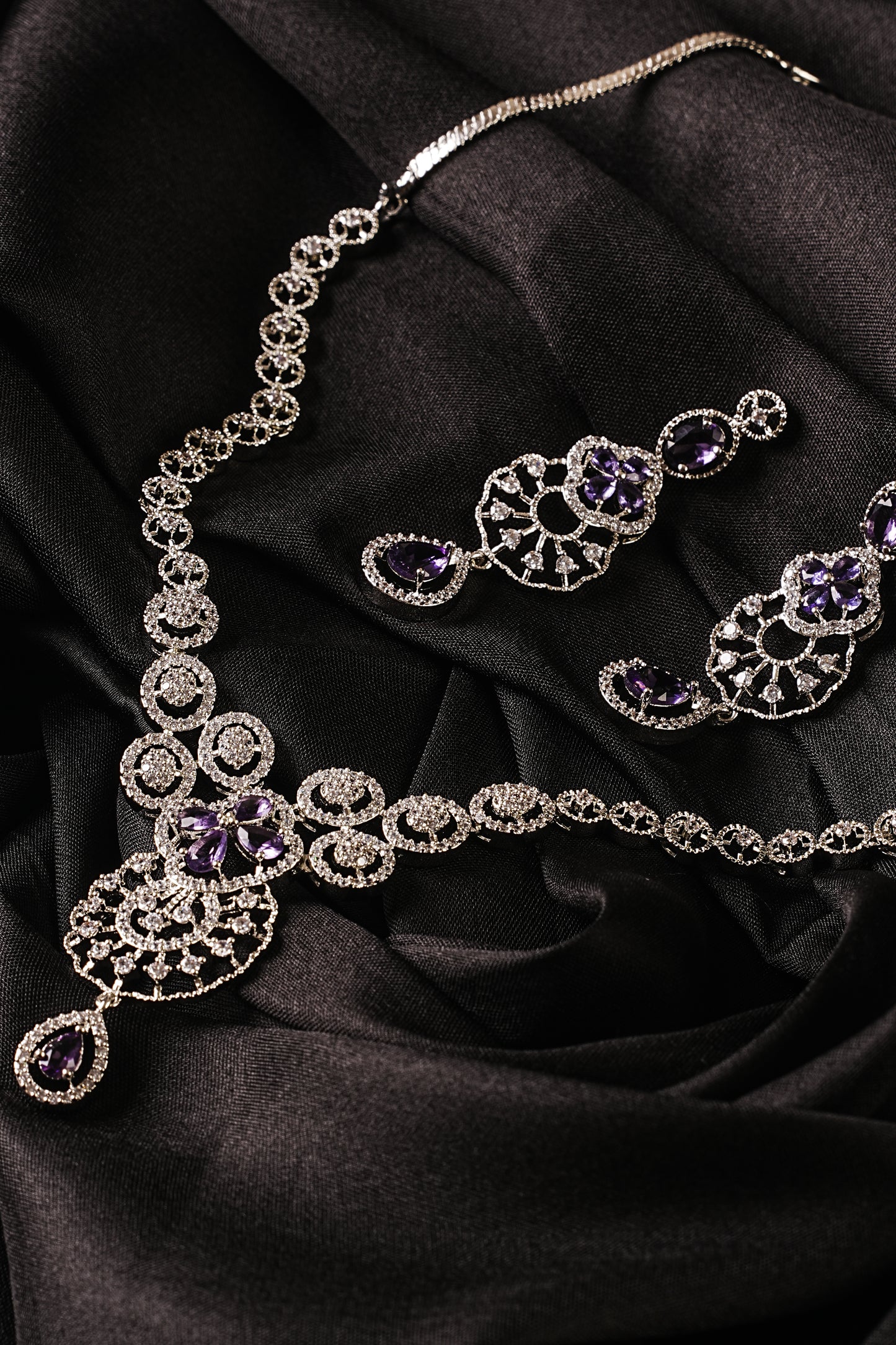 Silver Polished Amethyst Necklace